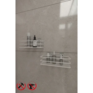 Alper Banyo Yapışkanlı Beyaz TŞ01 Banyo ve Mutfak Rafı, Siyah Banyo Duş Askısı ( 2 Adet Fiyatıdır )