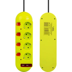Vea VE-E40USB 4'lü 2 Usb'li 1.5 Metre Ayrı Anahtarlı Grup Priz Uzatma Kablosu 3860 Watt 16 Amper