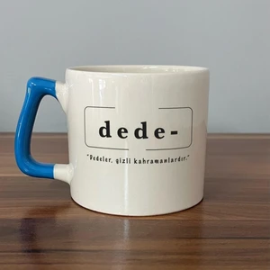 Mor Mürekkep Dede Baskılı Mavi Kulplu D Kupa