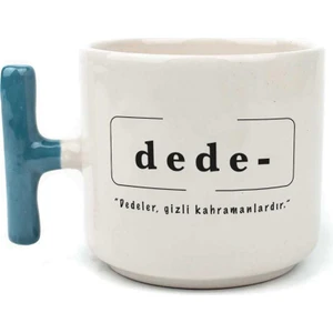 Mor Mürekkep Dede Baskılı Mavi Kulplu T Kupa