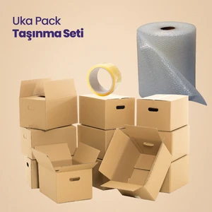 Koli Kutu Taşınma Seti, 60X40X40 10'lu Çift Oluklu Boş Karton, 1.adet Koli Bandı, 40 Gr. 5mt Patpat