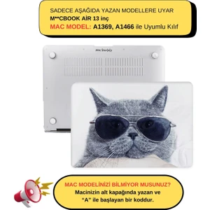 Macbook Air Kılıf 13 inç Cat01NL (Eski USB'li Model 2010-2017) A1369 A1466 ile Uyumlu