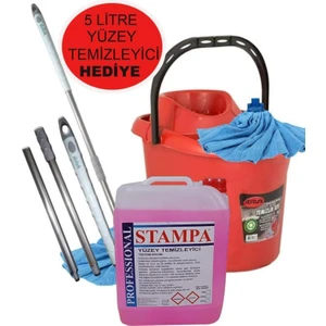 5 Litre Sihirli Temizleyici Hediyeli Metal Sopalı Full Paspas Seti 12 Lt Mop Kovası Havlu Mop Hediye