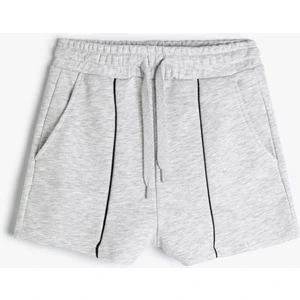 Ekstra Mini Şort Spor Beli Bağlamalı Cepli