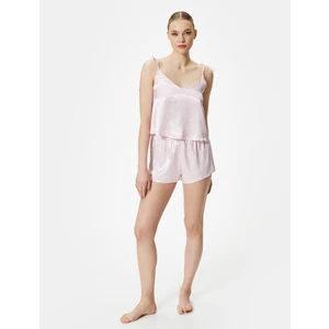 Saten Pijama Altı Şort Beli Lastikli