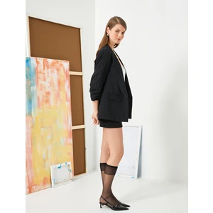 4Sak50060Uw 9S9 Siyah Çizgili Kadın Blazer Ceket