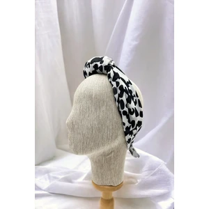 Siyah Beyaz Leopar Desenli Renkli Bandana Fular Yeni Sezon Saç Aksesuarı