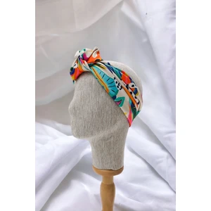 Krem Floral Çiçek Desenli Saten Bandana Renkli Fular Yeni Sezon Saç Aksesuarı