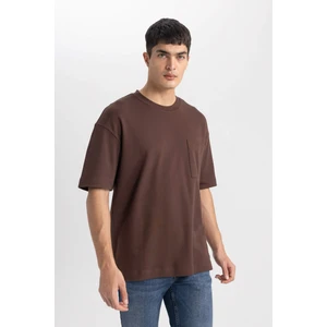 Oversize Geniş Kalıp Bisiklet Yaka Basic Düz Kısa Kollu %100 Pamuk Ağır Kumaş Tişört T3661AZ24SP