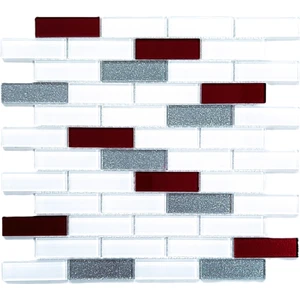 Mutfak Tezgah Arası  Kristal Cam Mozaik. Cam Ölçüsü: 23X73 Mm. File Ölçüsü: 30X30 Cm. ( 1 Kutu = 11 File Karo = 1 M2 Fiyatıdır. )