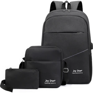 3 Adet Günlük Çanta Seti Omuz Çantalı Düz Renkli Sırt Çantası ve Uzun Kese Çok Yönlü Okul Çantası (Yurt Dışından)