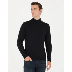 Pierre Cardin Erkek Siyah Slim Fit Yarım Balıkçı Yaka Basic Triko Kazak 50276502-VR046