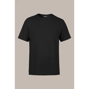 Erkek Siyah Slim Fit Pamuklu Kısa Kollu Bisiklet Yaka T-Shirt