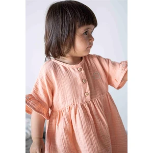 Little Gusto Müslin Elbise Pembe Organik Pamuk