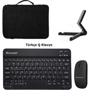 Samsung Galaxy Tab A9 SM-X110 8.7  Tablet  Çanta + Türkçe Bluetooth Klavye+Mouse+Tablet Standı-Siyah AL8126