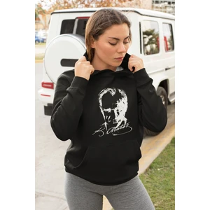Oversize Kapşonlu Atatürk Baskılı Kadın Sweatshirt