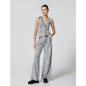 Kot Yelek V Yaka Düğmeli Rahat Kalıp Pamuklu