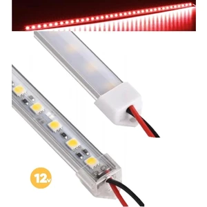 2 Adet 50 cm Alüminyum Kasa Çubuk Şerit LED Işık Opak Kırmızı 12 Volt