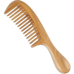 Yeşil Sandal Ağacı Top Saplı, Kalın Eklenmiş Ahşap Tarak (Yurt Dışından)