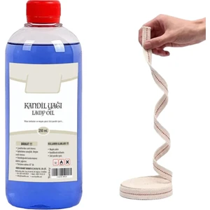 Dünya Magnet Mavi Kandil Yağı Kokusuz Dumansız Iç Mekan Gaz Lambası Yağı 250 ml + 1 Metre Fitil