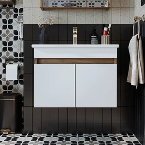 '' Lavabolu '' Atlantik-Beyaz Mat Mdf 65 cm Banyo Alt Dolabı