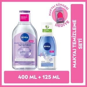 Micellar Makyaj Temizleme Suyu 400 ml, Hassas Ciltler Göz Makyaj Temizleyici 125 ml Makyaj Süngeri Hediyeli