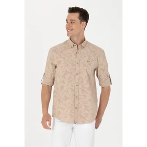 U.S. Polo Assn. Erkek Camel Gömlek Desenli 50263598-VR015