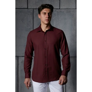 Collection BORDO PAMUKLU REGULAR FİT DÖRT MEVSİM HEDİYE KUTULU UZUN KOLLU KLASİK ERKEK GÖMLEK