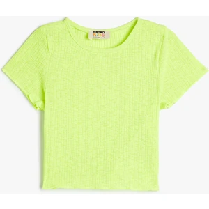 Basic Tişört Kısa Kollu Bisiklet Yaka Dokulu