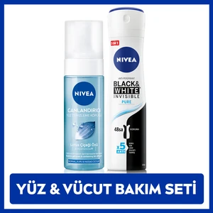Kadın Sprey Deodorant Black&White Pure 150ml, Canlandırıcı Yüz Yıkama Köpüğü 150ml, Kişisel Bakım