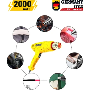 Germany Style 99975VFX Premium Kademeli Sıcak Hava Tabancası Isı Makinesi 2000 Watt