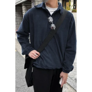 Ghassy Co. Erkek Oversize Ayarlanabilir Bel Lastikli Gömlek Yaka Polar Sweatshirt