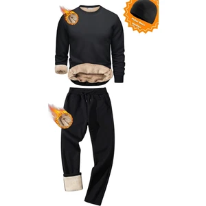 Ghassy Co. Erkek Ultra Termal Sherpa Astarlı Bisiklet Yaka Normal Paça Eşofman Takımı