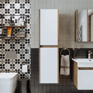 Banos Banyo Roomart Bd2 Ayaksız 2 Kapaklı Ahşap-Mat Beyaz 130 x 35 cm Banyo Boy Dolabı BANOS1755
