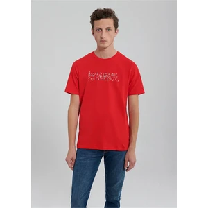 M067115-70471 Kırmızı Erkek Regular Istanbul Baskılı T-Shirt