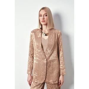 Şal Yaka Desenli Ceket - Vizon