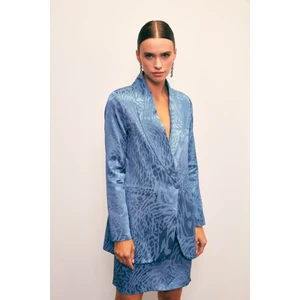 Şal Yaka Desenli Ceket - Indigo