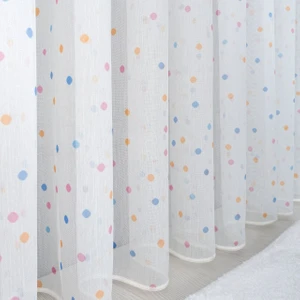 Caserta Home Pilesiz Point-06 Çocuk Odası Renkli Puantiyeli Tül Perde