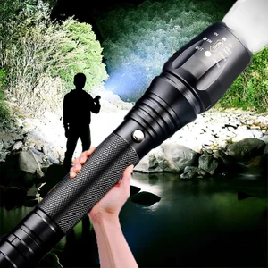 RenkStore Hasuba 23.000 Lümen Güçlü LED El Feneri Zoom 5 Modu Torch Şarj Edilebilir El Feneri Avcılık Kamp