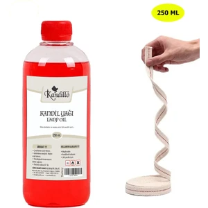 Dünya Magnet, Kırmızı Kandil Yağı, 250 ml, Kokusuz Dumansız Iç Mekan Gaz Lambası Yağı + 50 cm Fitil