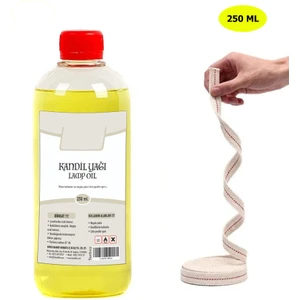 Dünya Magnet, Sarı Kandil Yağı, 250 ml, Kokusuz, Dumansız Iç Mekan Gaz Lambası Yağı + 50 cm Fitil