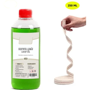 Dünya Magnet, Yeşil Kandil Yağı, 250 ml, Kokusuz Dumansız Iç Mekan Gaz Lambası Yağı + 50 cm Fitil