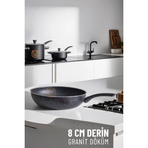 8 cm Derin Wok Tava Granit Döküm L.kinnaird