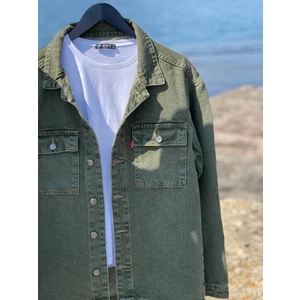Erkek Haki Regular Kesim Jean Ceket
