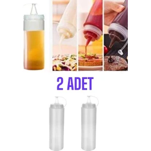 2 Adet Sızdırmaz Kapaklı Plastik Yağ Şişesi Yağdanlık Sos Şişesi 700 ml