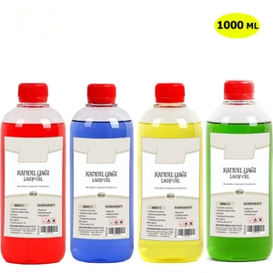 Kandillo, Kandil Yağı, 4 lü Set, 250 ml, (Sarı, Kırmızı, Mavi, Yeşil) Kokusuz Dumansız Iç Mekan Gaz Lambası