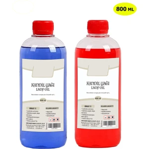 Dünya Magnet, Kandil Yağı, 2'li Set, Kırmızı Mavi, 800 ml, Kokusuz, Dumansız Iç Mekan Gaz Lambası Sıvısı