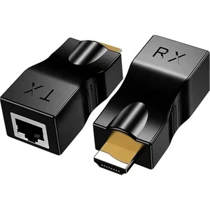 PrimeX Plus Primex PX-HDEX30 30 Metre Cat6 Network Üzerinden 4K HDMI Uzatıcı, 4K HDMI Extender, Cat6 HDMI Görüntü Aktarma (4k HDMI 2.0 Cat6 Aktarma)