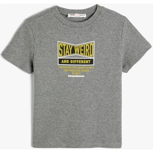 Tişört Slogan Baskılı Kısa Kollu Bisiklet Yaka