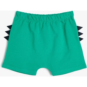 Aplike Detaylı Şort Arkası Baskılı Beli Lastikli